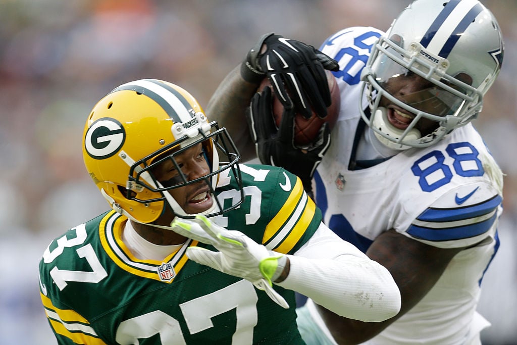 Dez caught it - at least according to the eye test - but the NFL rules didn't say so, and the Packers took advantage in their 2014 NFC Divisional Playoff against the Dallas Cowboys. The ruling, on a fourth down play with less than five minutes left, kept the Packers in a 26-21 lead which they held on to in advancing to the NFC Championship Game. (Photo by Mike McGinnis/Getty Images)