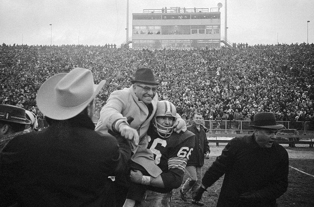 The Packers got away with one. Or so the Baltimore Colts thought. In a game with both Bart Starr and Johnny Unitas injured, the defenses dominated before Don Chandler kicked a field goal in the final two minutes of the game to send it to overtime. But the Colts didn't think so, believing the kick went wide. In an era without replay, the call stood and Chandler kicked a sure-and-true 25 yard boot in the 5th quarter to give the Packers a 13-10 win in the 1965 Western Division playoff. The Packers would win the NFL Title seven days later over Cleveland. (Photo: Getty Images)