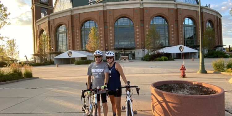Celebrating Opening Day 2020 with a bike ride from Miller Park to Wrigley Field
