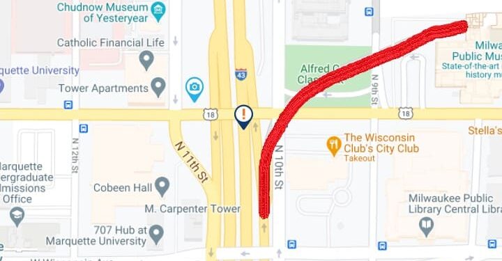 I-43 NB Kilbourn Ave off ramp tunnel closed until further notice