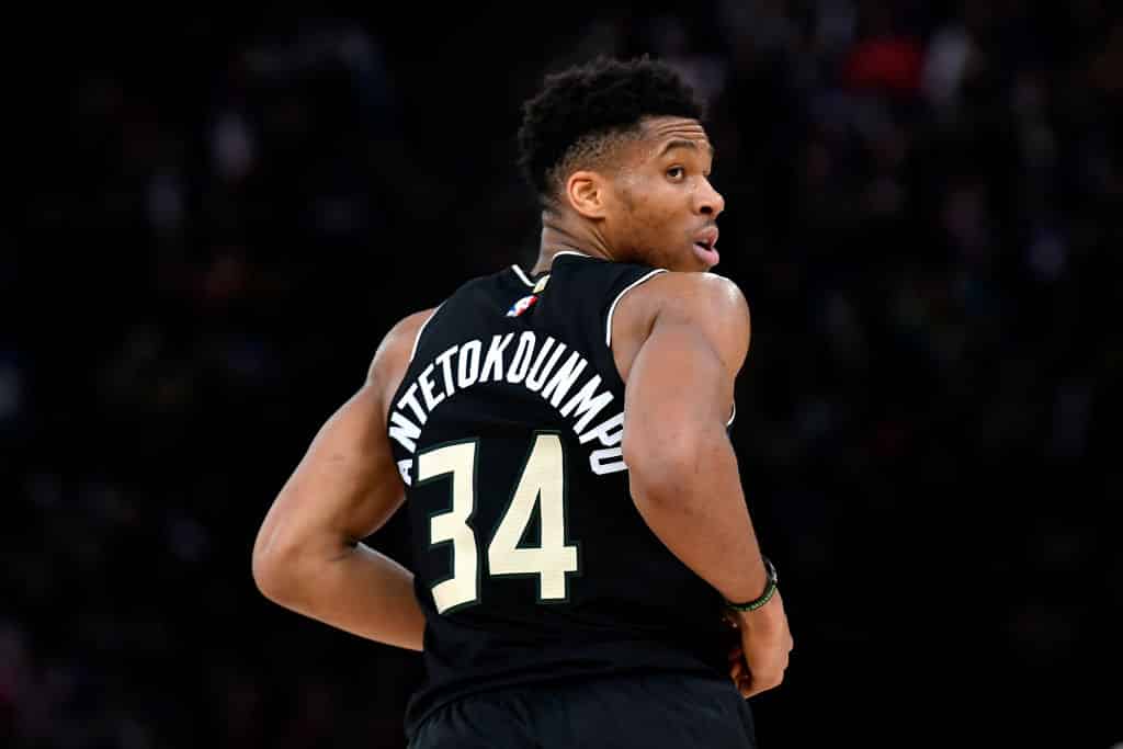 Giannis Antetokounmpo of the Milwaukee Bucks plays against the News  Photo - Getty Images
