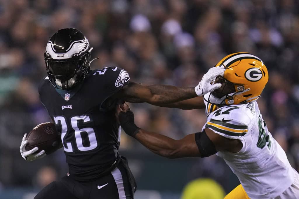 PHILADELPHIA, PA - NOVEMBER 27: General view of Philadelphia Eagles  cheerleaders during the National Football League game between the Green Bay  Packers and Philadelphia Eagles on November 27, 2022 at Lincoln Financial