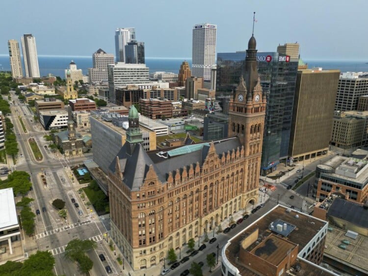 Milwaukee City Hall is seen Wednesday, June 14, 2023, in Milwaukee. (AP Photo/Morry Gash)