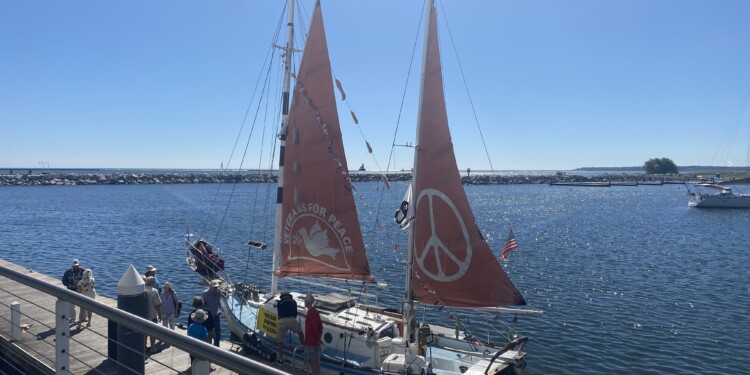 Anti-war sailboat comes to town, draws veterans group