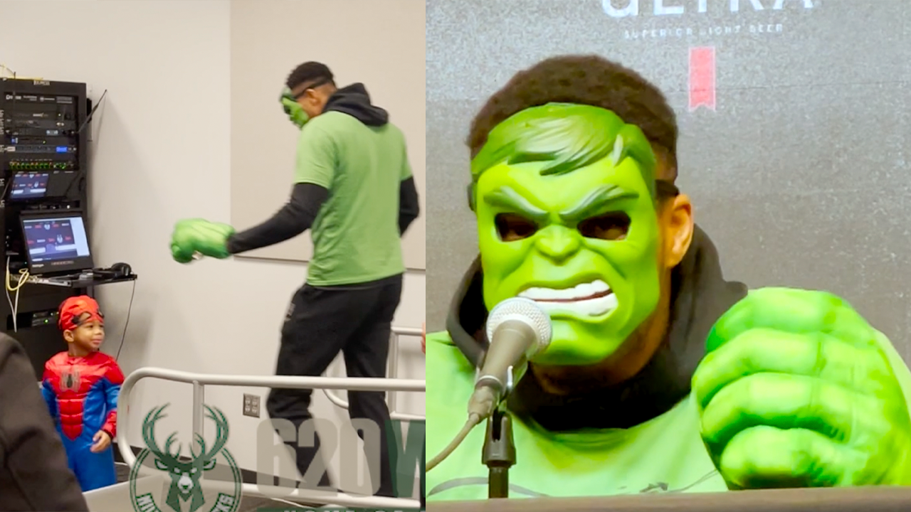 Giannis & son dress as Hulk, Spider-Man for Halloween - WTMJ
