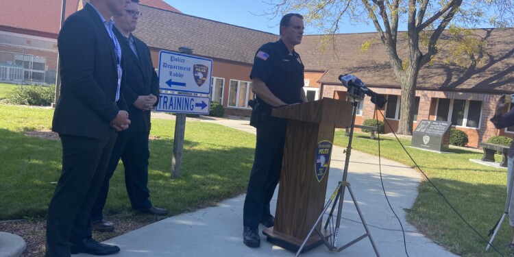 Germantown Police Chief Mike Snow and Superintendent Chris Reuter at a press conference