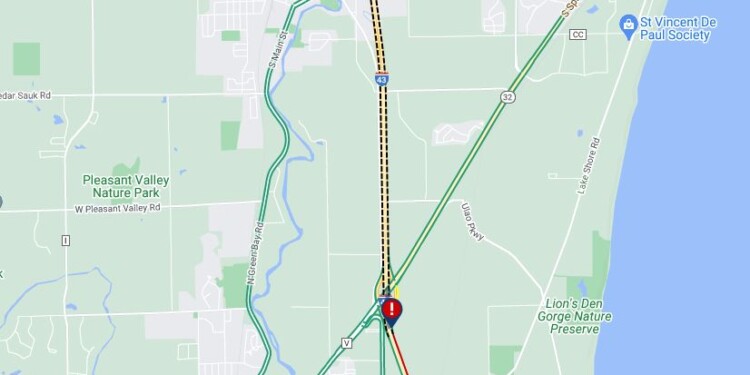 All lanes of I-43 near Ulao Parkway in Ozaukee County reopened