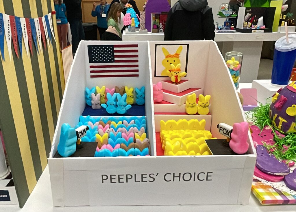 Political entries make an appearance at The International PEEPS® Brand Art Exhibition at the Racine Art Museum. 
Photo Credit: Debbie Lazaga