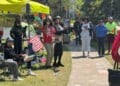 UWM student protestors doing chants in the "Falasteen Lawn" area
