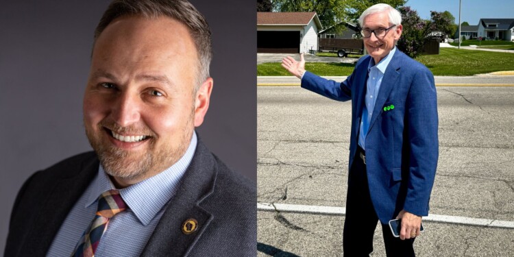 Jared Hoy (left) and Governor Tony Evers (right)