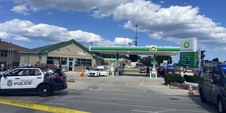 Two children and two adults were shot at this gas station near 60th and Oklahoma Wednesday afternoon.