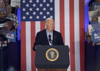 President Joe Biden at a campaign rally in Madison