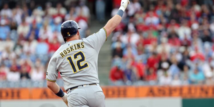 Hoskins homers twice as the Brewers beat the Phillies 17-7