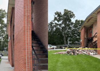 Building structure collapse in St. Francis