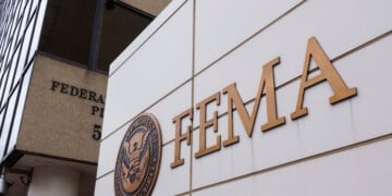 WASHINGTON, DC - JUNE 13: A Federal Emergency Management Agency (FEMA) sign is displayed at their headquarters on June 13, 2025 in Washington, DC. (Photo by Kevin Carter/Getty Images)