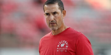 MADISON, WISCONSIN - AUGUST 28: Head coach Luke Fickell of the Wisconsin Badgers looks on before the game against the Miami (OH) Redhawks at Camp Randall Stadium on August 28, 2025 in Madison, Wisconsin. (Photo by John Fisher/Getty Images)