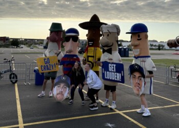 Racing Sausages At Brewers Pocket Pancake Breakfast
