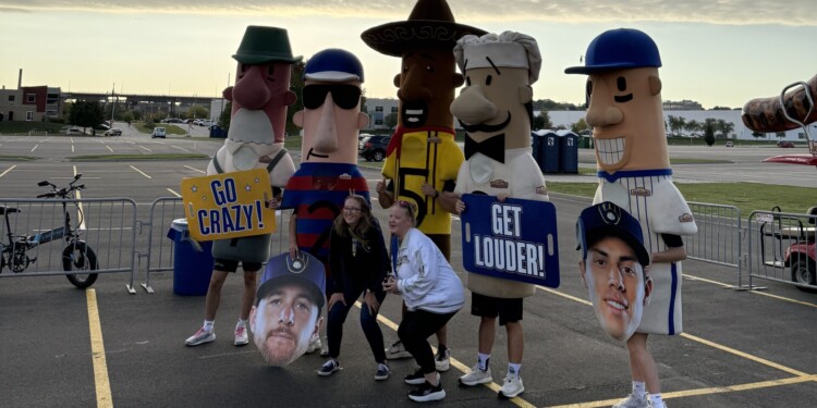 Racing Sausages At Brewers Pocket Pancake Breakfast