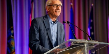 Wisconsin Governor Tony Evers at the Great Lakes St. Lawrence Governors & Premiers biennial meeting in Quebec in 2025. Image courtesy of Great Lakes St. Lawrence Governors & Premiers.