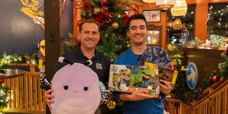 Vince Vitrano and Eric Hill at Cafe Hollander for Kapco Kids2Kids Trivia Showdown in 2024