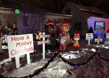 A festival holiday display on Candy Cane Lane in West Allis, WI. (Photo: Erin Koceja)