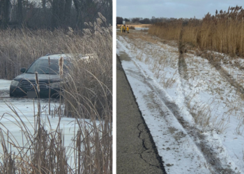 Driver escapes unharmed after SUV breaks through ice on Camp Lake
