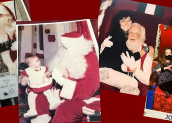 Sandy Maxx poses with Santa through the years (Photos: submitted by Sandy Maxx)