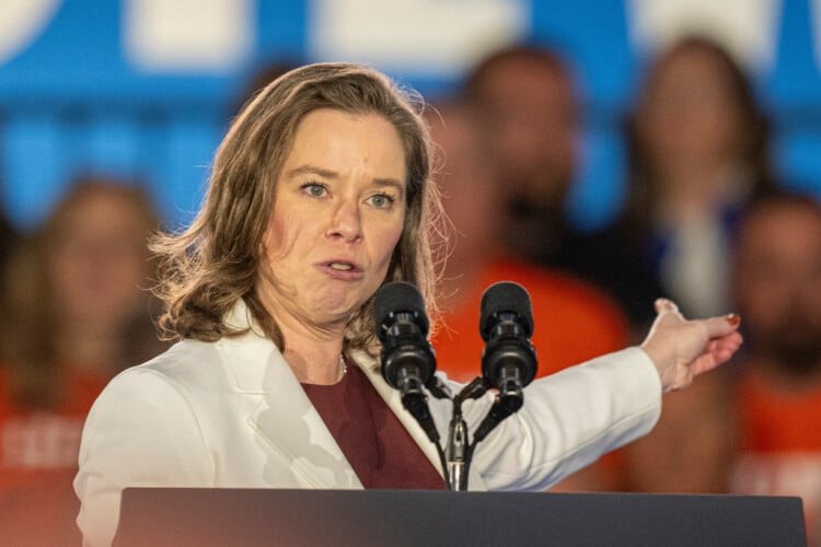 Wisconsin Lt. Gov. Sara Rodriguez speaks at a campaign event for Democratic presidential nominee Vice President Kamala Harris, Nov. 1, 2024, in Little Chute, Wis. (AP Photo/Andy Manis, File)