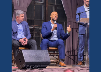 Mandela Barnes answers a listener question at the Main Street Governor Candidate Forum, January 21, 2026 (Photo: Elisabeth Montemurro)