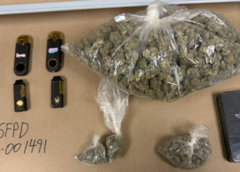 Items collected from a St. Francis drug bust. Image courtesy of the St. Francis Police Department.