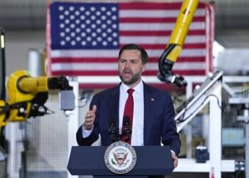 Vice President JD Vance speaks at Pointe Precision in Plover Wis., Thursday, Feb. 26, 2026. (AP Photo/Matt Rourke, Pool)