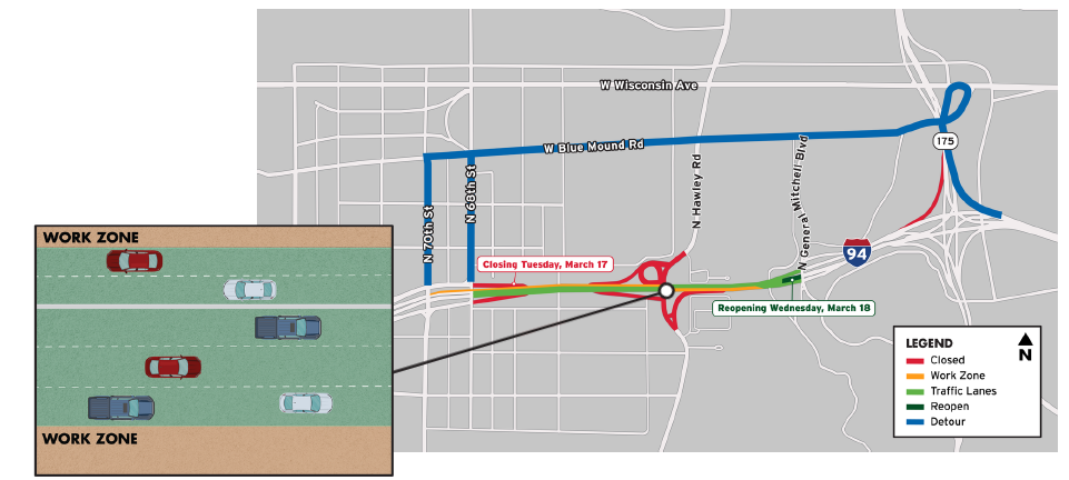 I-94 changes take effect ahead of Brewers Opening Day, DOT urges