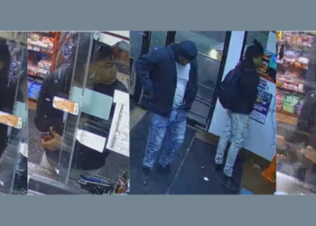 Milwaukee Police are looking for two men wanted in connection to an armed robbery on March 21. Images courtesy of Milwaukee Police.