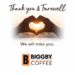 Bigby Coffee locations at Red Arrow Park in downtown Milwaukee and on Lovers Lane in Franklin close.
