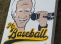 Corn hole game featuring "Mr. Baseball" Bob Uecker.