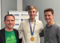 Olympic Gold Medalist Jordan Stolz joins Vince Vitrano & Erik Bilstad on Wisconsin's Morning News live in studio, March 17, 2026 (Photo: Elisabeth Montemurro)