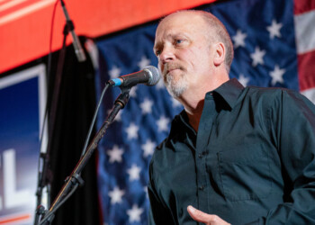 Wisconsin Supreme Court candidate Brad Schimel makes his concession speech to a crowd at his election night party, April 1, 2025, in Pewaukee, Wis. (AP Photo/Andy Manis, File)