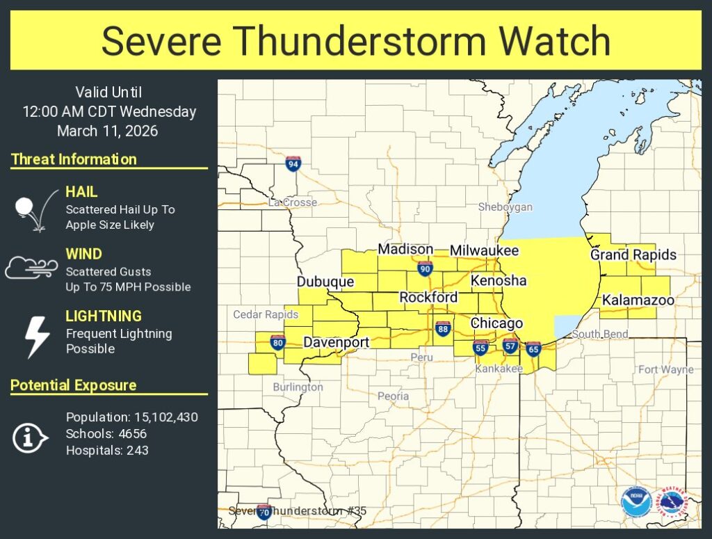 Severe Thunderstorm Warning issued for Racine County, Walworth County ...