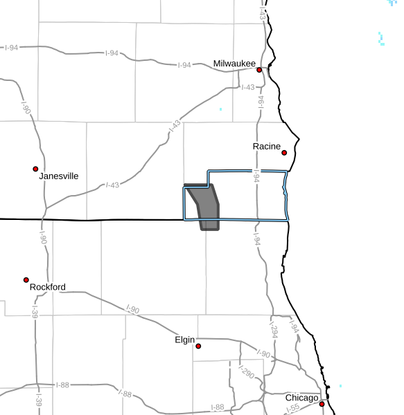 Flood Watch issued for the Fox River Lower in New Munster in Kenosha County until further notice. Image courtesy of the National Weather Service.