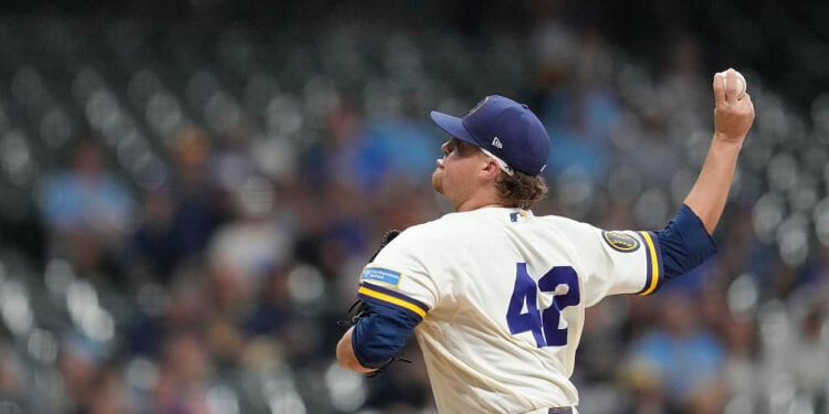 Brewers end six-game losing skid by scoring two in the 8th, winning 2-1 to even series against Toronto