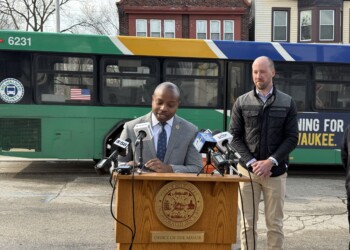 Mayor Cavalier Johnson on National Avenue for TRAFFIC CALMING PROJECTS