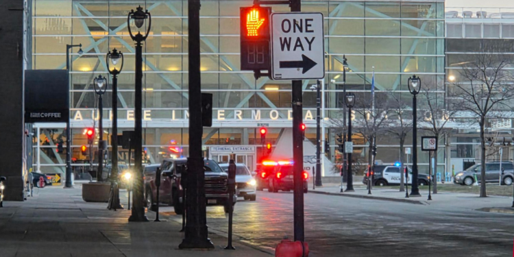 Police presence at the Milwaukee Intermodal Station after a shooting reported on April 9, 2026.