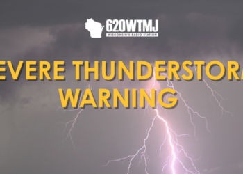 The National Weather Service has issued a severe thunderstorm warning.