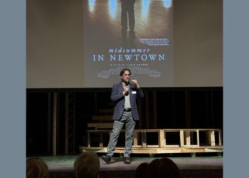 Michael Unger of Skylight Music Theater during a talk-back screening of "Midsummer in Newtown"