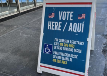 Vote Here sign in the City of Milwaukee.