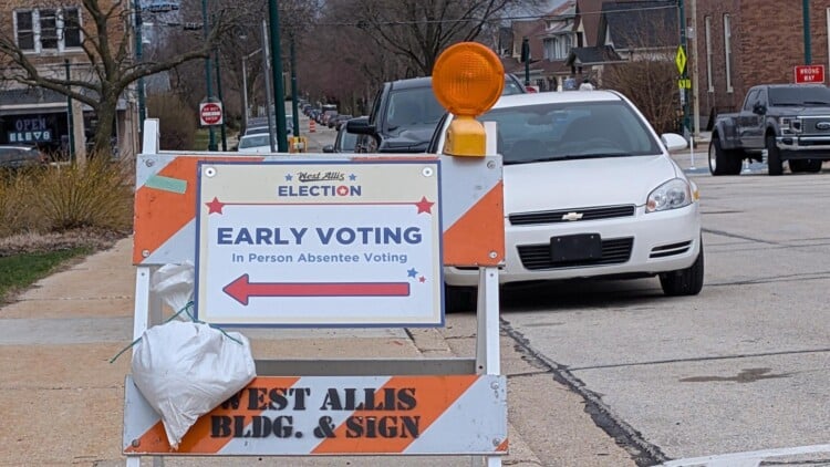 Early voting signage in West Allis, Wisconsin.