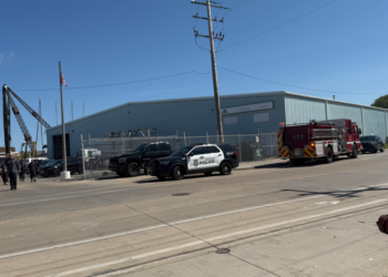 First responders on scene at Centerpointe Marine in Milwaukee where a person was pinned under a boat and killed. May 28, 2026. Image Credit: Nazir Spencer