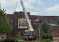 Milwaukee fire crews on the scene of a large blaze at Lincoln Avenue School on Tuesday, June 30, 2026. (Nazir Spencer/WTMJ)