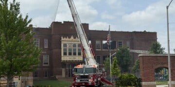 Milwaukee fire crews on the scene of a large blaze at Lincoln Avenue School on Tuesday, June 30, 2026. (Nazir Spencer/WTMJ)