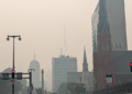 Smoky and hazy conditions in downtown Milwaukee on July 16, 2026.